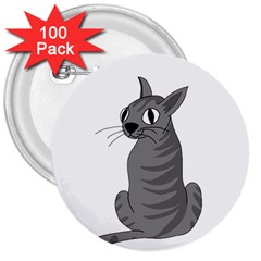 Gray Cat 3  Buttons (100 Pack)  by Valentinaart