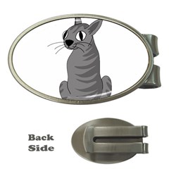 Gray Cat Money Clips (oval)  by Valentinaart