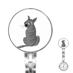 Gray Cat Stainless Steel Nurses Watch by Valentinaart