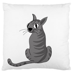 Gray Cat Large Flano Cushion Case (one Side)