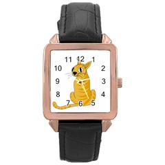 Yellow Cat Rose Gold Leather Watch 