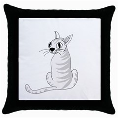 White Cat  Throw Pillow Case (black) by Valentinaart