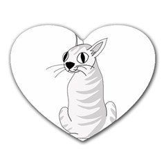 White Cat  Heart Mousepads