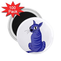 Blue Cat 2 25  Magnets (100 Pack)  by Valentinaart