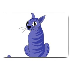 Blue Cat Large Doormat  by Valentinaart