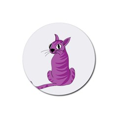 Purple Cat Rubber Coaster (round)  by Valentinaart