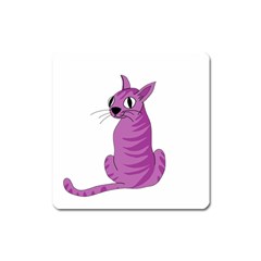 Purple Cat Square Magnet by Valentinaart