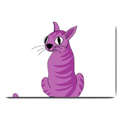 Purple Cat Large Doormat  by Valentinaart