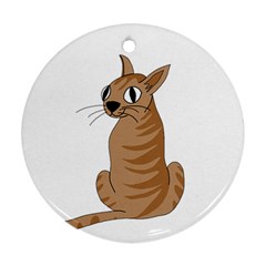 Brown Cat Ornament (round)  by Valentinaart