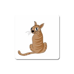 Brown Cat Square Magnet by Valentinaart