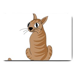 Brown Cat Large Doormat  by Valentinaart