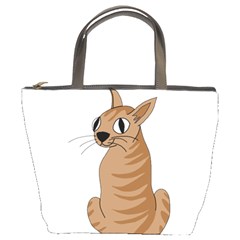 Brown Cat Bucket Bags by Valentinaart