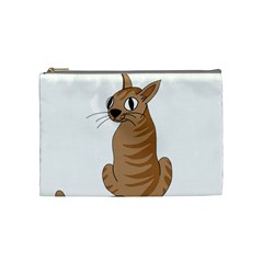 Brown Cat Cosmetic Bag (medium)  by Valentinaart