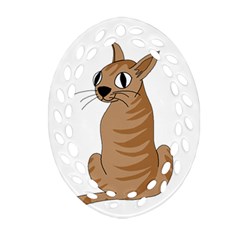 Brown Cat Ornament (oval Filigree)  by Valentinaart