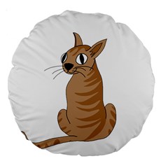 Brown Cat Large 18  Premium Round Cushions by Valentinaart