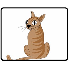 Brown Cat Double Sided Fleece Blanket (medium)  by Valentinaart