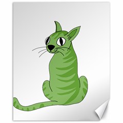 Green Cat Canvas 16  X 20   by Valentinaart