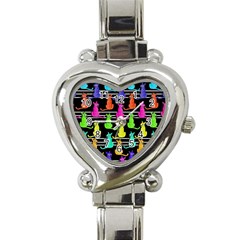 Colorful Cats Pattern Heart Italian Charm Watch by Valentinaart