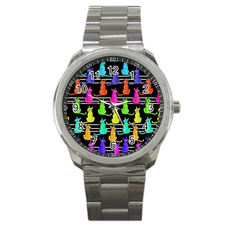 Colorful cats pattern Sport Metal Watch