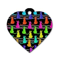 Colorful Cats Pattern Dog Tag Heart (two Sides) by Valentinaart