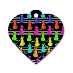 Colorful cats pattern Dog Tag Heart (Two Sides) Back