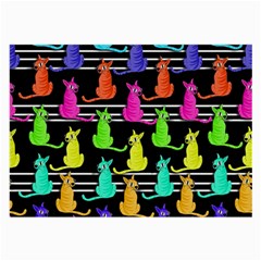 Colorful Cats Pattern Large Glasses Cloth (2-side) by Valentinaart