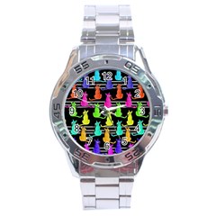 Colorful Cats Pattern Stainless Steel Analogue Watch by Valentinaart