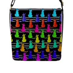 Colorful Cats Pattern Flap Messenger Bag (l)  by Valentinaart