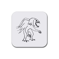 Monster Bird Drawing Rubber Coaster (square)  by dflcprints