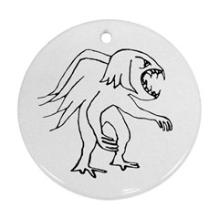 Monster Bird Drawing Round Ornament (two Sides)  by dflcprints