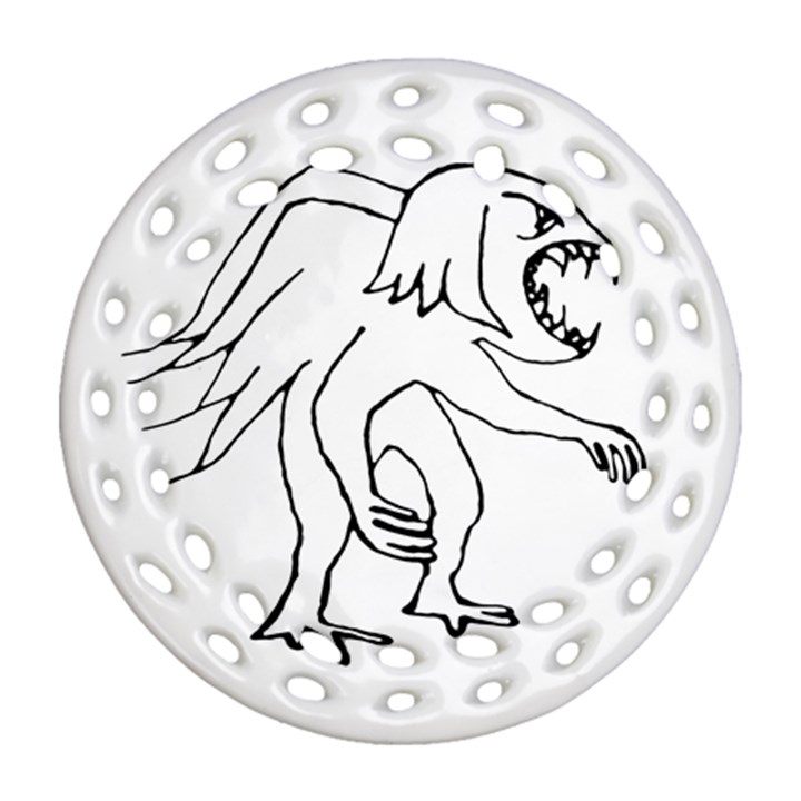 Monster Bird Drawing Round Filigree Ornament (2Side)