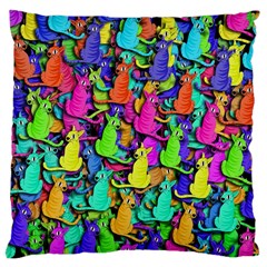 Colorful Cats Large Cushion Case (one Side) by Valentinaart