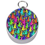 Colorful cats Silver Compasses Front