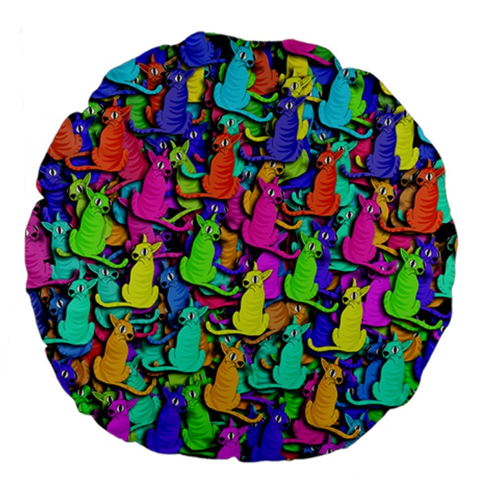 Colorful cats Large 18  Premium Flano Round Cushions