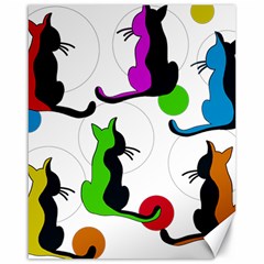 Colorful Abstract Cats Canvas 16  X 20   by Valentinaart