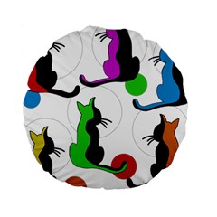 Colorful Abstract Cats Standard 15  Premium Round Cushions by Valentinaart