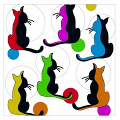 Colorful Abstract Cats Large Satin Scarf (square) by Valentinaart