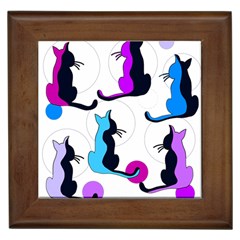 Purple Abstract Cats Framed Tiles by Valentinaart