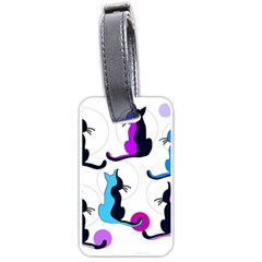 Purple Abstract Cats Luggage Tags (one Side)  by Valentinaart