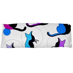 Purple Abstract Cats Body Pillow Case (dakimakura) by Valentinaart