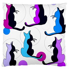 Purple Abstract Cats Large Cushion Case (two Sides) by Valentinaart