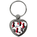 Elegant abstract cats  Key Chains (Heart)  Front