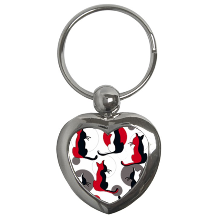 Elegant abstract cats  Key Chains (Heart) 