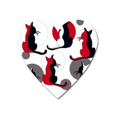 Elegant Abstract Cats  Heart Magnet by Valentinaart