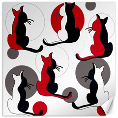 Elegant Abstract Cats  Canvas 16  X 16   by Valentinaart