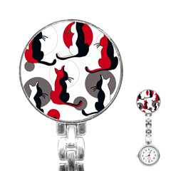 Elegant Abstract Cats  Stainless Steel Nurses Watch by Valentinaart