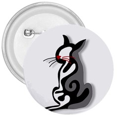 Elegant Abstract Cat  3  Buttons by Valentinaart