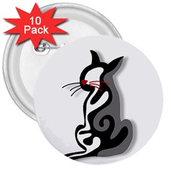 Elegant Abstract Cat  3  Buttons (10 Pack)  by Valentinaart