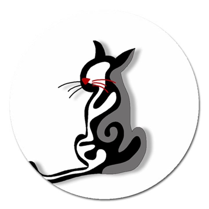 Elegant abstract cat  Magnet 5  (Round)