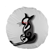 Elegant Abstract Cat  Standard 15  Premium Flano Round Cushions by Valentinaart